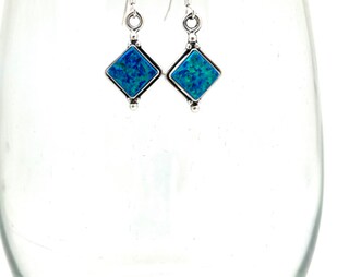 Orecchini Pendenti A Foglia Con Opale Di Fuoco Sintetico – Stile Native American – Argento 925 Con Gancio A Farfalla