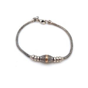Sterling Silver and 18K Gold Bali Barrel Bracelet