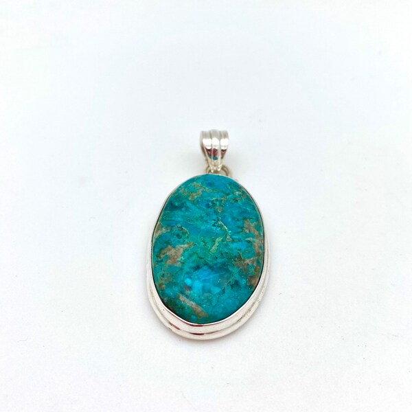 Sterling Silber und Chrysocolla Oval Anhänger