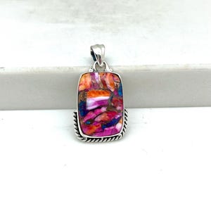 Sterling Silver Pink Dahlia Kingman Turquoise Pendant