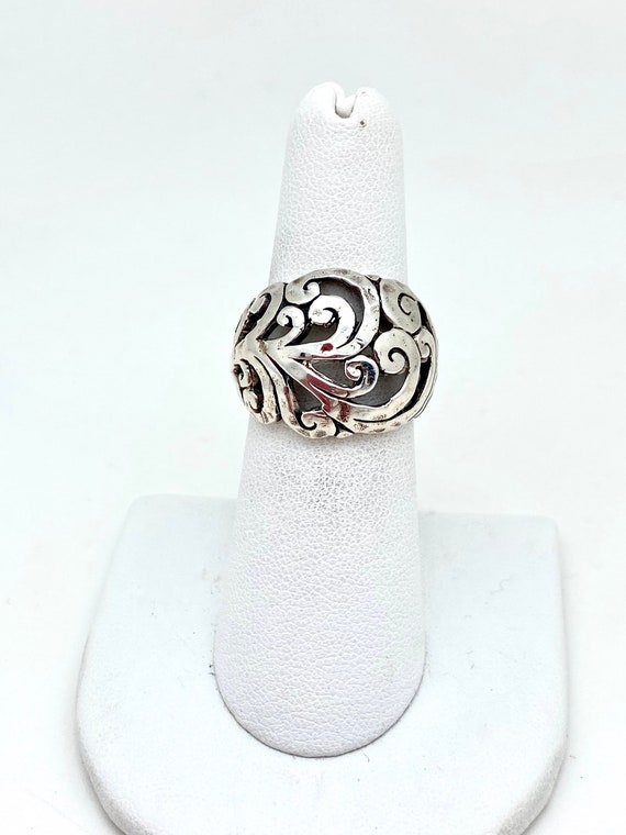 Sterling Silver Scroll Bali Ring Etsy