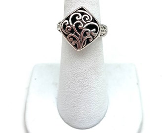Sterling Silver Square Bali Ring