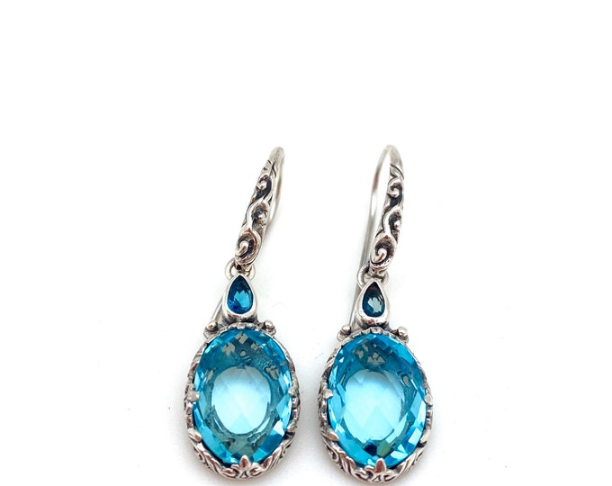 Blue Topaz .925 Sterling Silver Stud Earrings from Bali