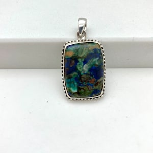 Sterling Silver Rectangular Azurite Pendant