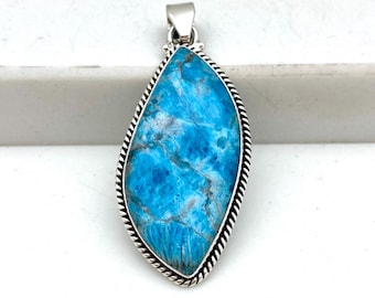 Sterling Silver Freeform Blue Apatite Pendant