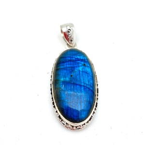 Sterling Silber Oval Labradorit Anhänger
