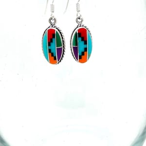 Sterling Silver Thin Oval Navajo Dangle Earrings