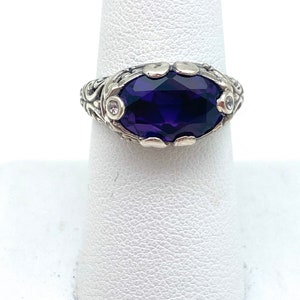 Sterling Silver Amethyst Bali Ring