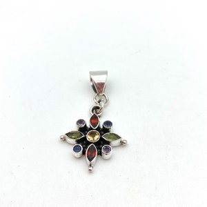 Sterling Silver Multicolored Flower Pendant