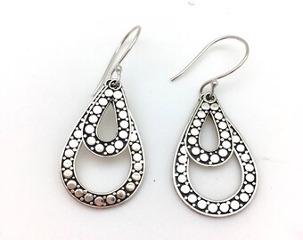Sterling Silver Double Teardrop Earrings