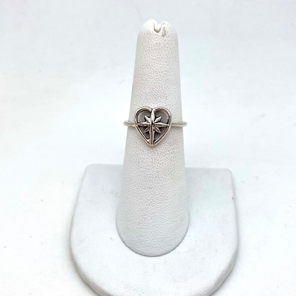 Sterling Silver North Star Heart Ring