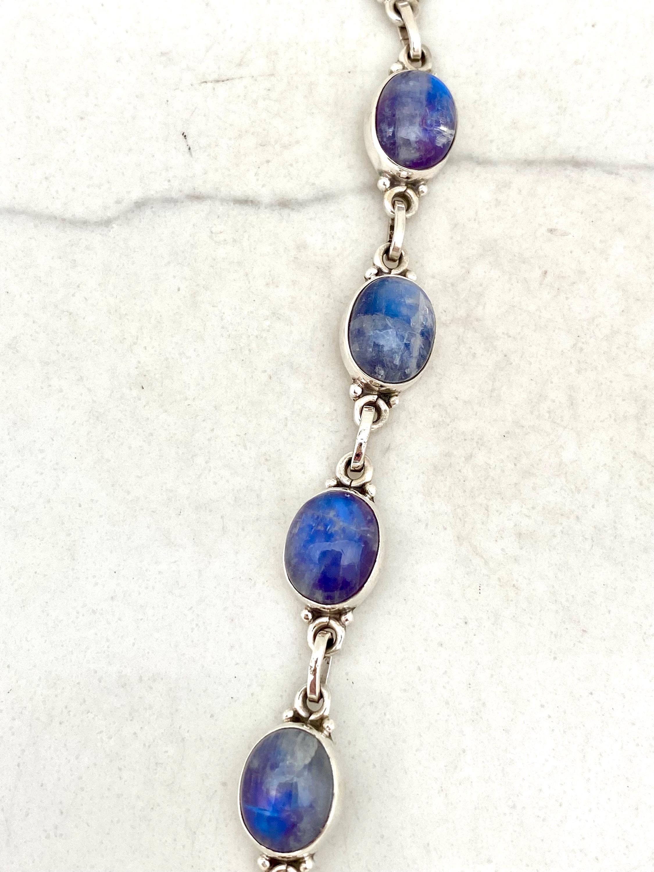 Amethyst Bracelet 925 Sterling Silver Beautiful Cut Gemstone  Sterling Silver  Bracelet with Purple Moonstone Center Stone and Accents main image 2