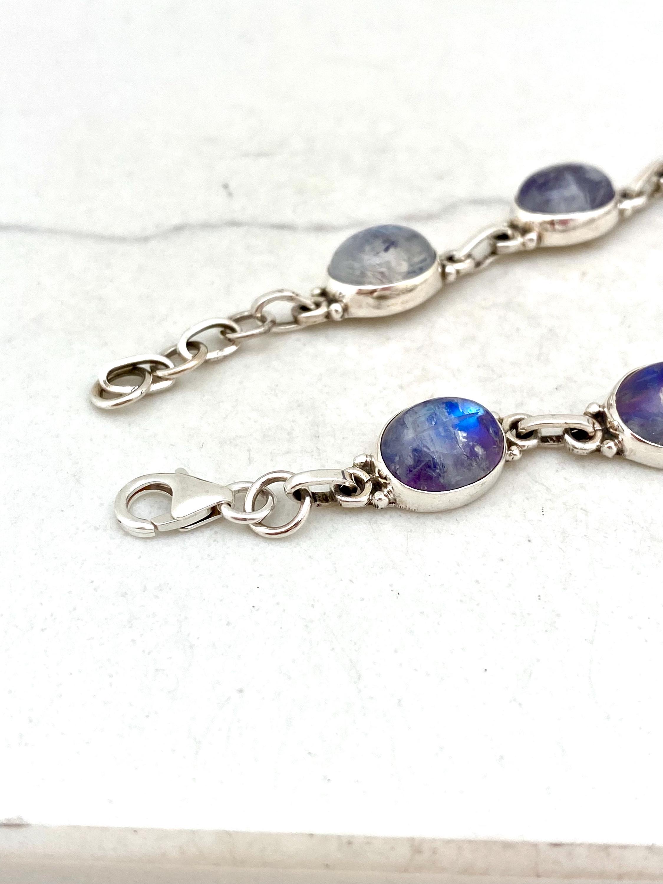 Amethyst Bracelet 925 Sterling Silver Beautiful Cut Gemstone  Sterling Silver  Bracelet with Purple Moonstone Center Stone and Accents display picture 1