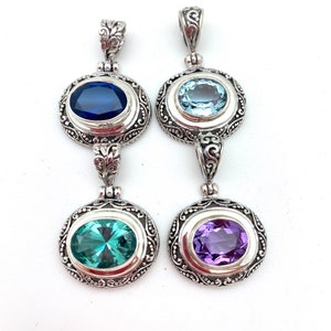 Ciondolo Bali ovale largo in argento sterling