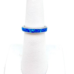 Sterling Silver Blue Opal Band