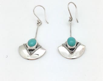 Sterling Silver and Turquoise Dangle Earrings