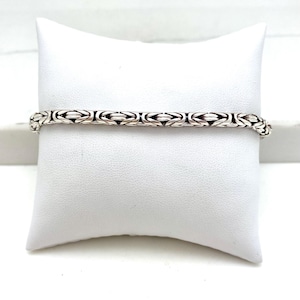 Sterling Silver 4mm Byzantine 8” Bali Bracelet