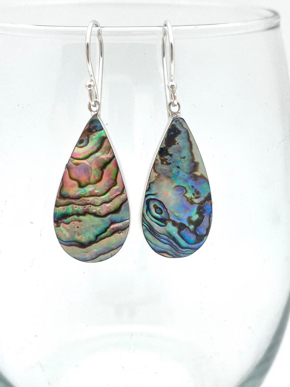 Orecchini in legno in argento Sterling 925, in legno di abalone, idea regalo per sciatori, escursionisti, campeggiatori, scalatori e amanti della natura