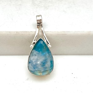 Sterling Silver Pear-shaped Blue Moonstone  Pendant