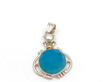 Sterling Silver and Blue Chalcedony Pendant
