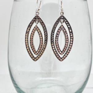 Sterling Silver Marquse-shaped Bali Dangle Earrings