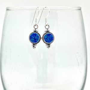 Sterling Silver Round Blue/green Navajo Dangle Earrings