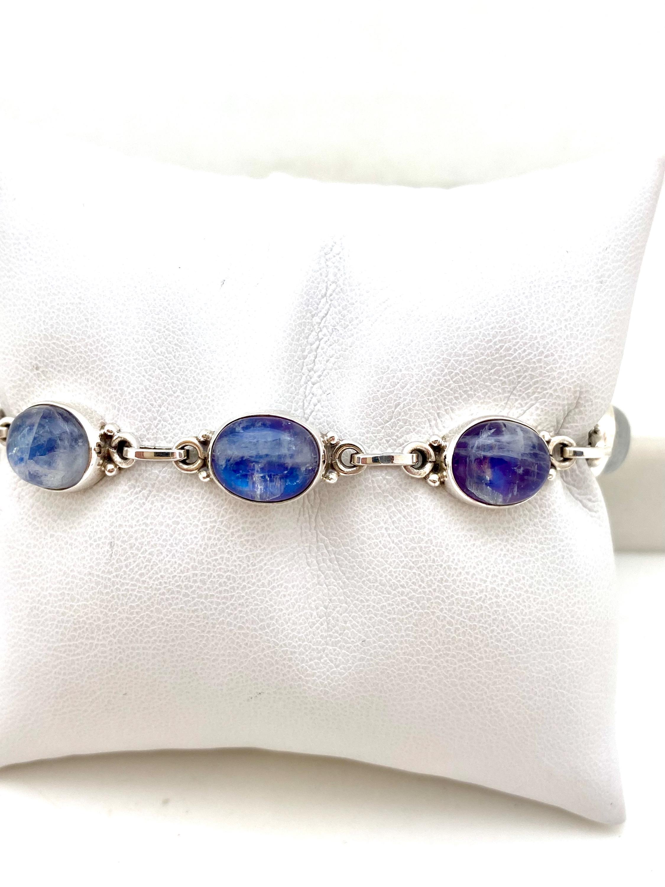Amethyst Bracelet 925 Sterling Silver Beautiful Cut Gemstone  Sterling Silver  Bracelet with Purple Moonstone Center Stone and Accents display picture 1