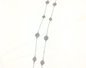36" Sterling Silver Bali Station Necklace