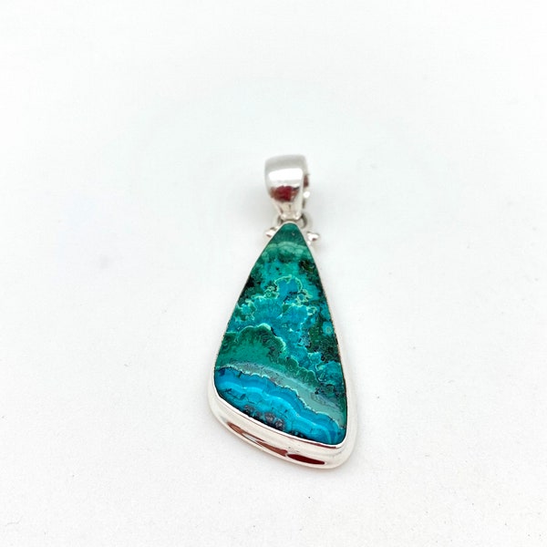 Sterling Zilver Chrysocolla driehoekige hanger