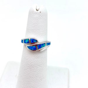 Sterling Silver Blue Opal Ribbon Ring