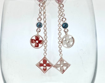 Sterling Silver Bali Blue Topaz Floral Dangle Earrings