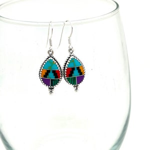 Sterling Silver Pear Shaped Navajo Dangle Earrings