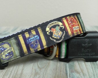 Harry Potter dog collar, Hogwarts Dog Collar, Gryffindor dog collar, Slytherin dog collar, Hufflepuff Ravenclaw (1" width) Nylon Adjustable