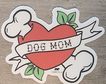 Dog Mom Tattoo Sticker Traditional Tattoo Style Dog Lover Vinyl Decal
