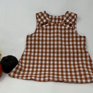 Baby Fall Gingham dress, Girls Fall Dress - Baby Brown Gingham Cotton Dress - Baby Thanksgiving Dress