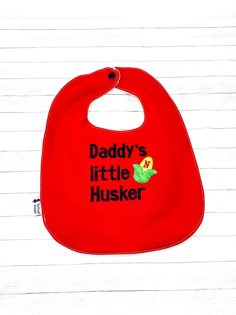 Nebraska BibEmbroidery Bib Custom Bib Gender Neutral Daddy/'s little Corn Husker New Baby Gift Baby Shower Gift