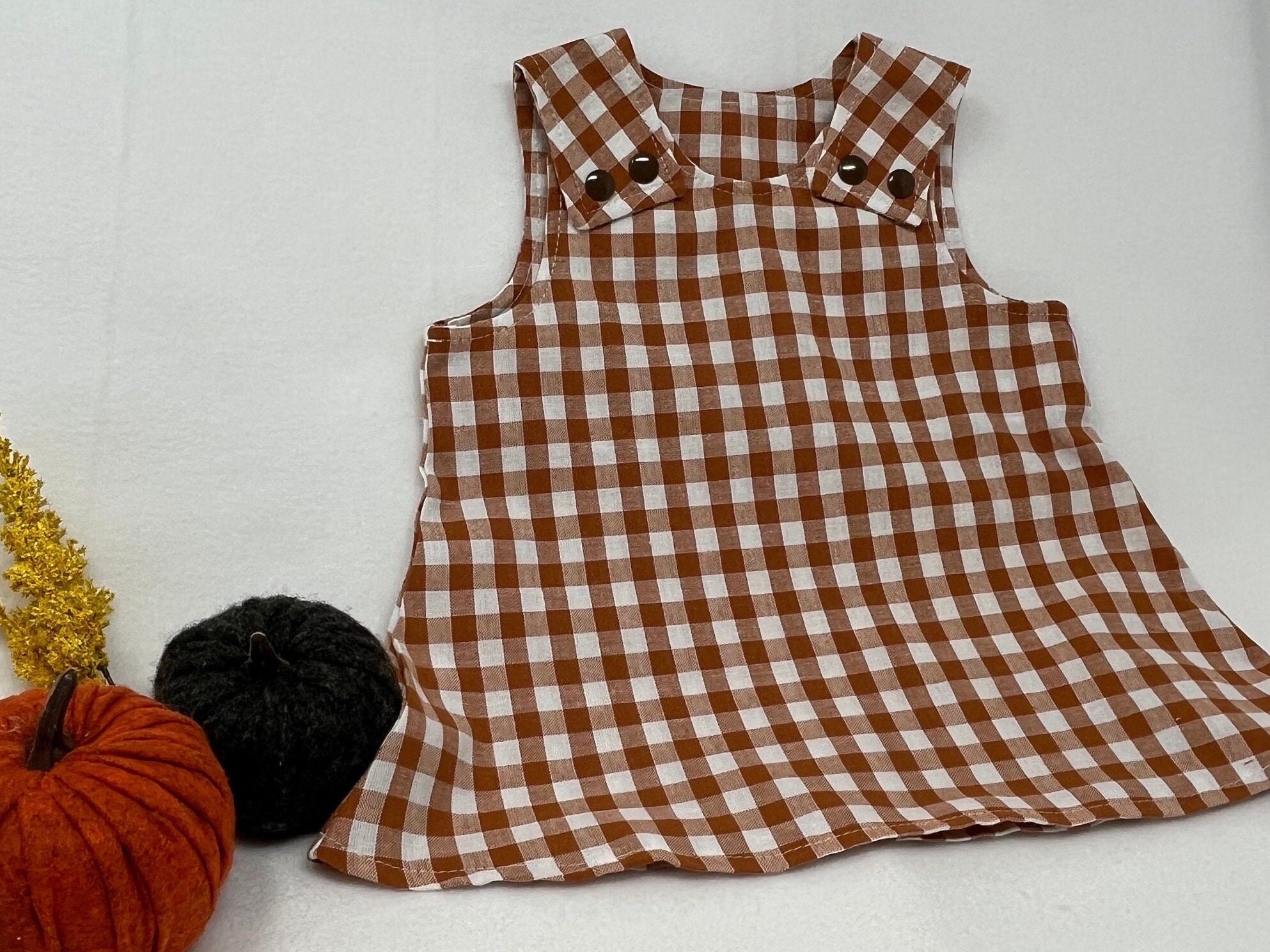 brown gingham baby dress Handmade Dress: Cotton Fall Outfit Color:Lilac/Pink/Blue Print
