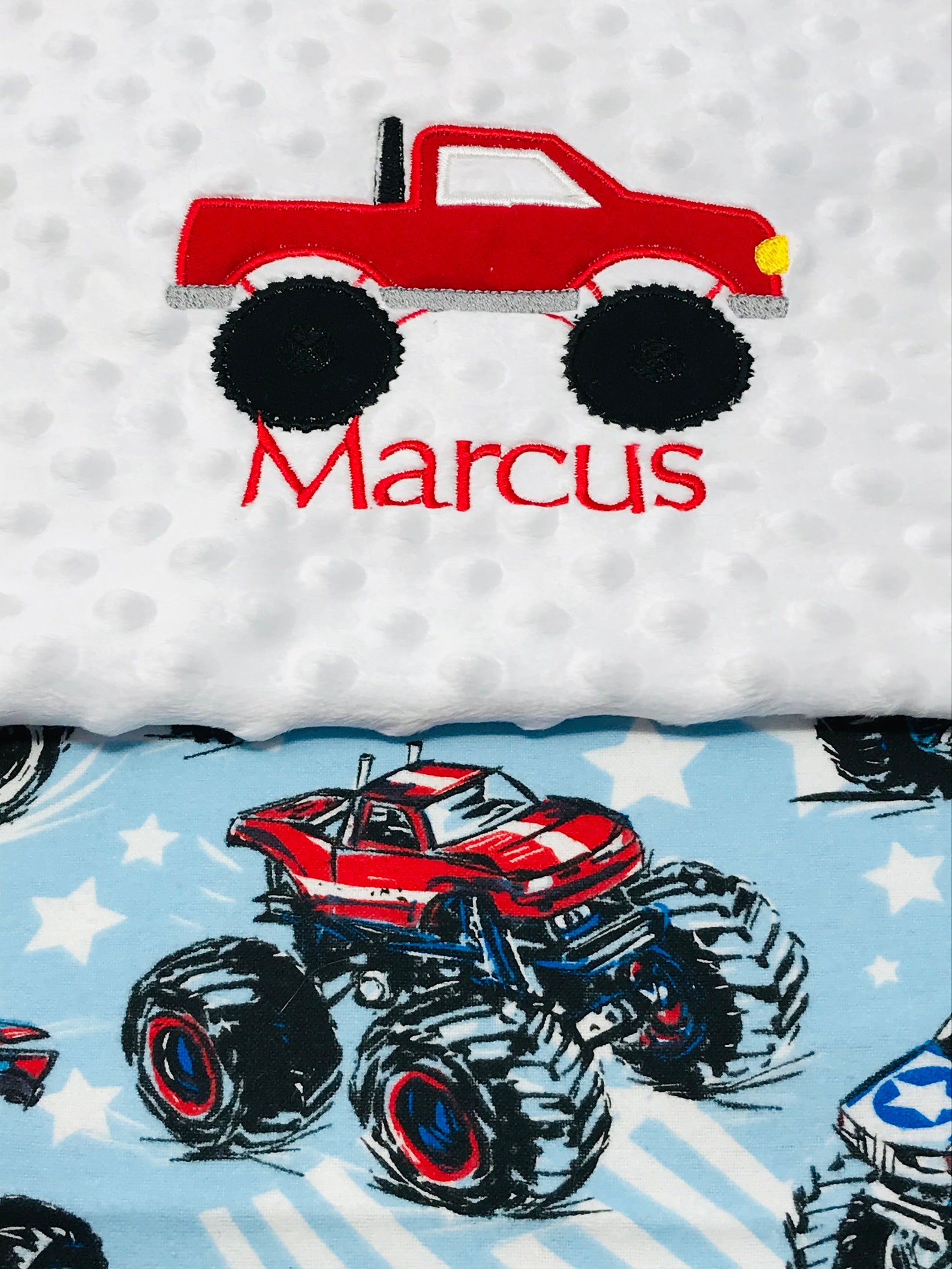 Monster Truck Baby Blanket Minky Baby Blanket Boys Baby Etsy
