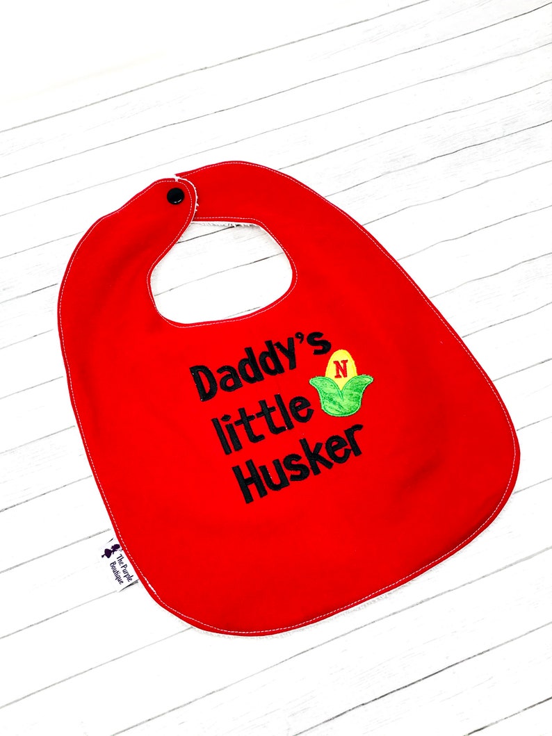 Nebraska BibEmbroidery Bib Custom Bib Gender Neutral Daddy/'s little Corn Husker New Baby Gift Baby Shower Gift