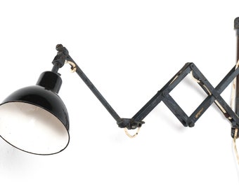 Midgard scissor lamp, DRGM, enamelled shade.