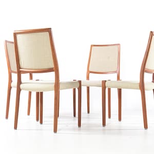 Set of four vintage chairs by Niels Otto Moller,  mid-century Denmark, teak, wool fabric, new upholstery on request