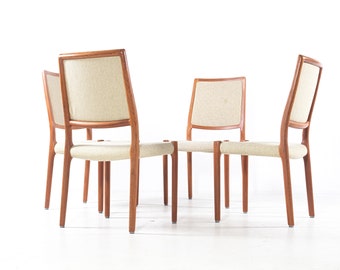 Set of four vintage chairs by Niels Otto Moller,  mid-century Denmark, teak, wool fabric, new upholstery on request