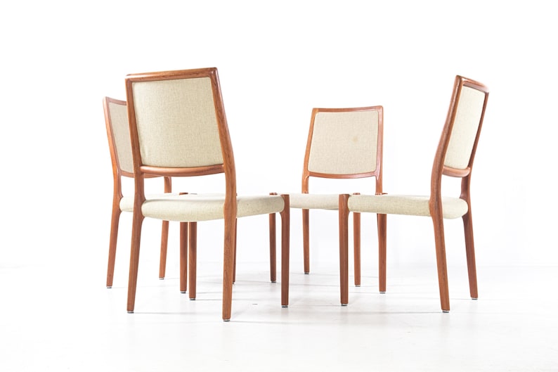 Set of four vintage chairs by Niels Otto Moller, mid-century Denmark, teak, wool fabric, new upholstery on request image 1