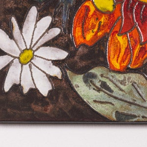 Floral still life glaze on ceramic. Ruschka, handpainted, vintage, 60s image 4