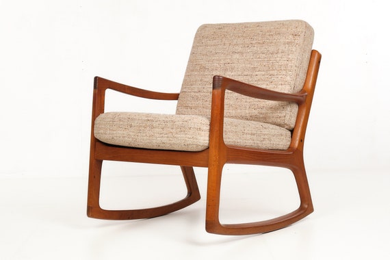 Rocking Chair Teakwood Wanscher France Son Mid century