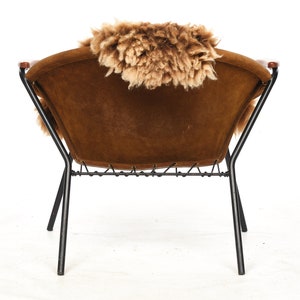 Cocktail chairs, steel, leather, fur, teak. Vintage, Denmark, anonymous. zdjęcie 7