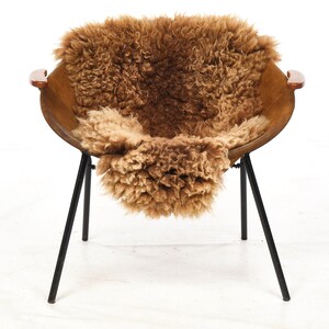 Cocktail chairs, steel, leather, fur, teak. Vintage, Denmark, anonymous. zdjęcie 2