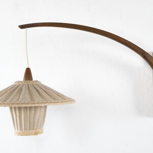 Swivel wall lamp with textile shade, probably TEMDE, walnut, Germany, vintage, 60s image 9