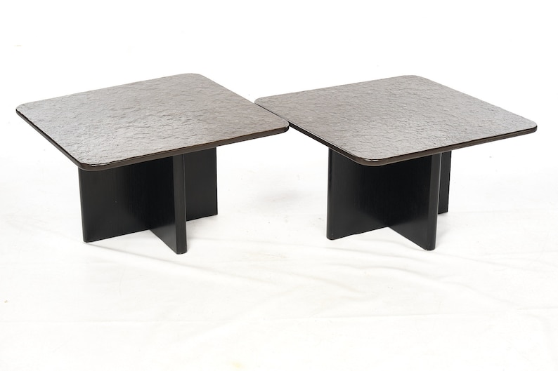 Two slate coffee tables with a black ash frame. image 2