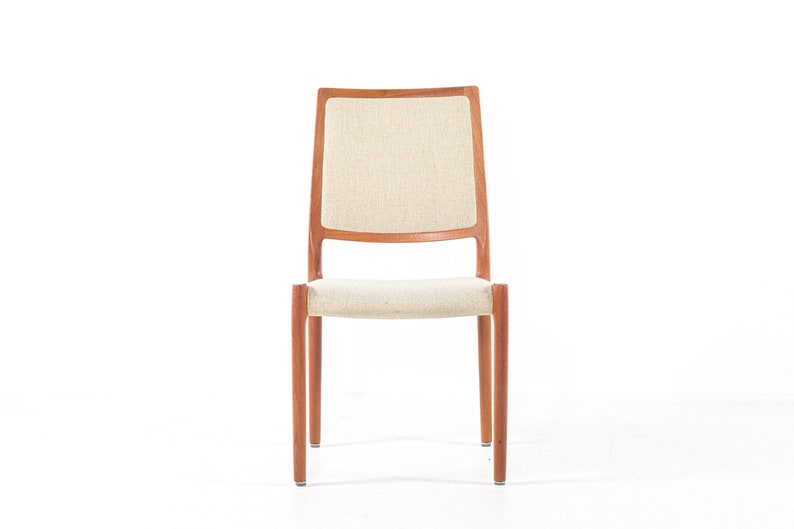 Set of four vintage chairs by Niels Otto Moller, mid-century Denmark, teak, wool fabric, new upholstery on request image 6
